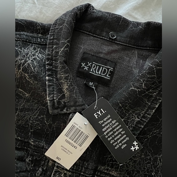 NWT RUDE Black Crinkley Wash, Medium, Ride The Lightening ⚡️ - Picture 4 of 4